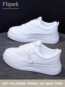 Tênis branco Flipark, estilo esportivo casual, leve e versátil